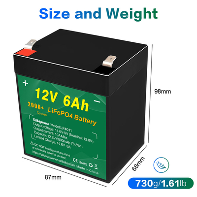 오토바이 12.8v 12v 6ah Lifepo4 배터리 팩 제조업체 태양 경보 시스템