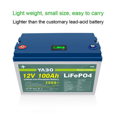 Yabo 맞춤형 충전식 태양열 보트 리튬 오토바이 골프 카트 RV LiFePO4 에너지 저장 배터리 12V 100Ah