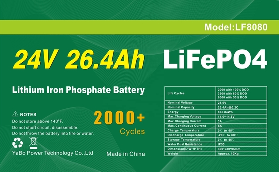 26.4Ah 24V Lifepo4 배터리 마린 더 긴 서비스 수명
