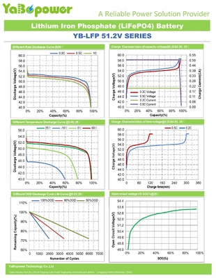 전기 자전거 BMS 똑똑한 100Ah YB-LF51100를 위한 깊은 주기 48V Lifepo4 건전지