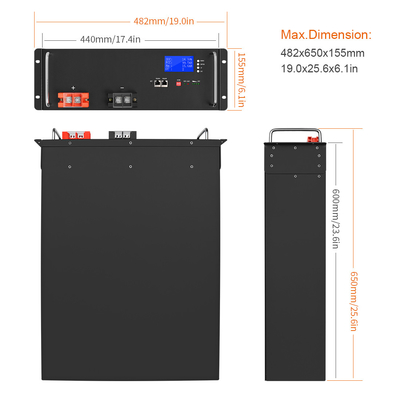 LCD 48V Lifepo4 배터리 2.5kwh 리튬 딥 사이클 48 볼트 50ah