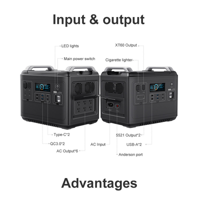 Ups 리튬 휴대용 발전소 Lifepo4 태양열 2000W 1000와트 양방향 빠른
