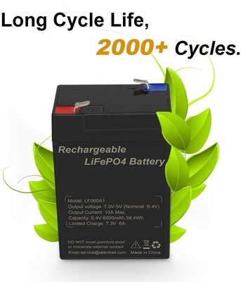 장난감 자전거 헤드라이트 범퍼 차를 위한 6Ah 6V Lifepo4 깊은 주기 리튬 전지