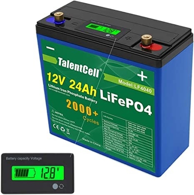 LCD 디스플레이와 12v 24ah Lifepo4 리튬 건전지 팩 재충전이 가능한 대용량
