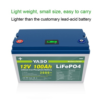 FCC 100ah 12 볼트 Lifepo4 배터리 M8 단말기 IP55 플라스틱 케이스