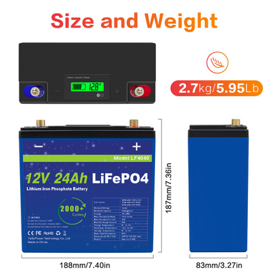 어선 / 골프 카트를 위한 경량 12v 24ah Lifepo4 배터리 가지고 다닐 수 있는 디자인